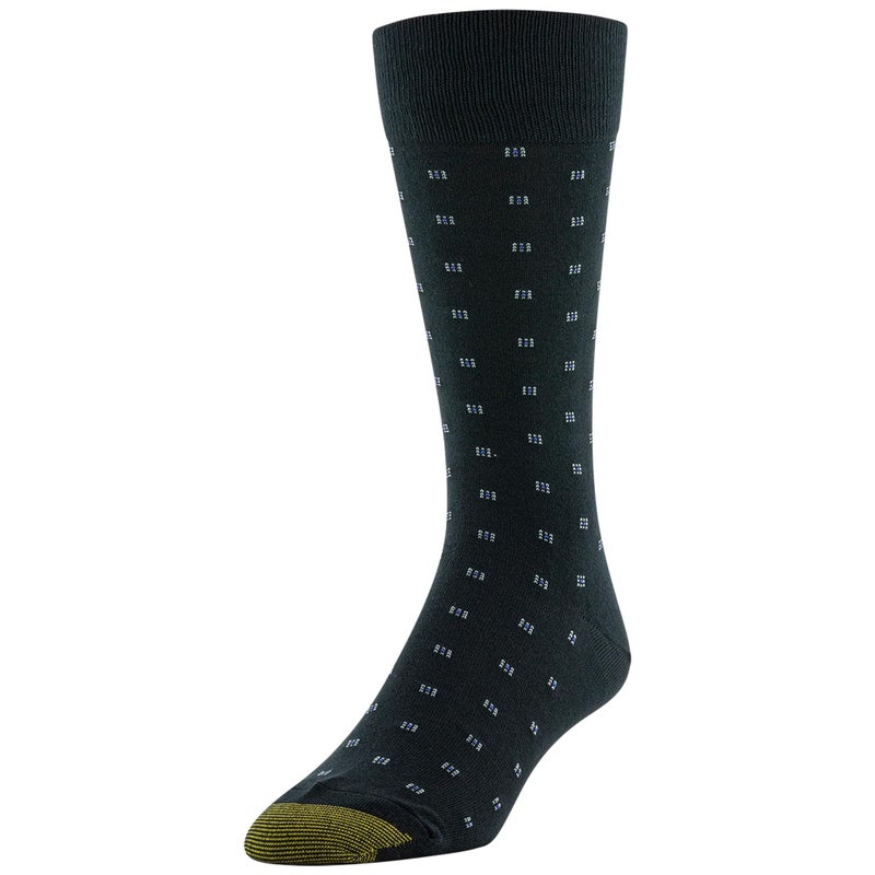GOLDTOE Men's Dress Crew Socks, 3 Pairs, Black/Charcoal, Large - Image 2